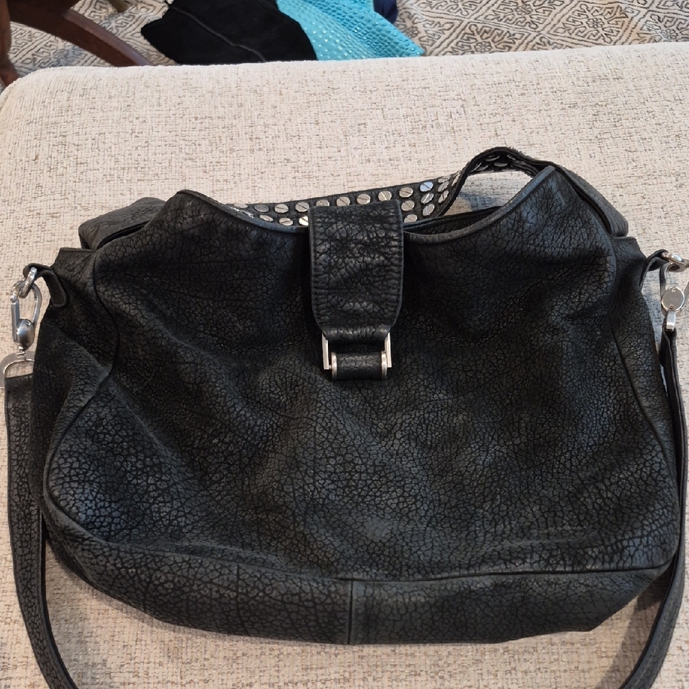 Romygold Black Pepple Leather Stud Vintage Bag